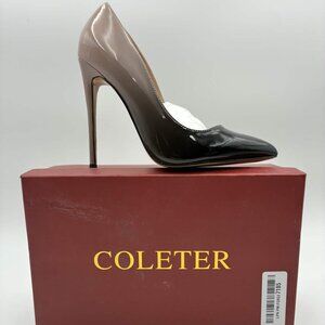 Coleter Pointy Toe Stiletto Pump Nude Black Womens 7 12cm JY054